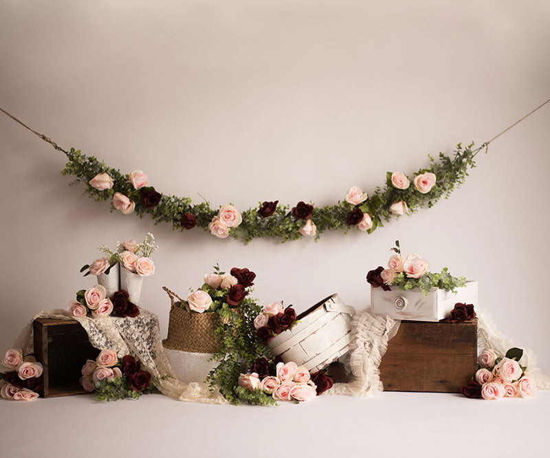 Kate Spring Rose Blooms Floral Backdrop Designed by Keerstan Jessop -UK