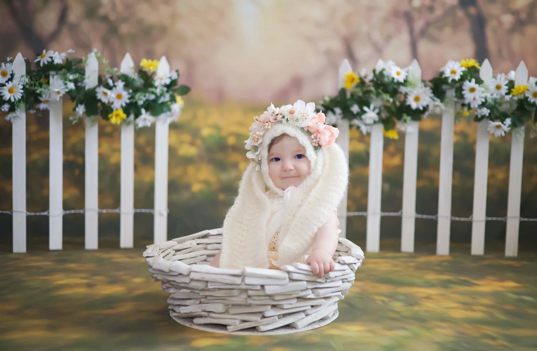 Kate Springtime Orchard in Yellow Backdrop for Photography Designed by Lisa Granden -UK