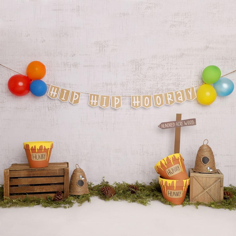 Kate Pooh Cake Smash Bee Birthday Backdrop Designed by Melissa King -UK