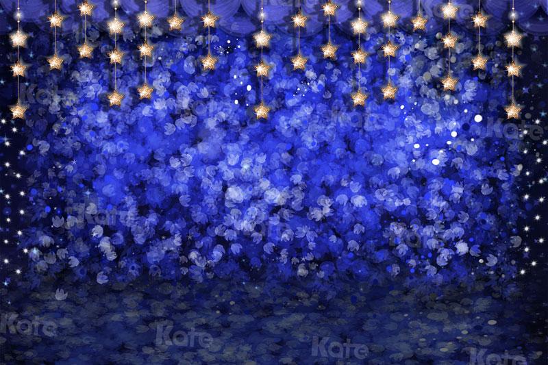 Kate Starry Night Blue Flowers Backdrop for Photography -UK