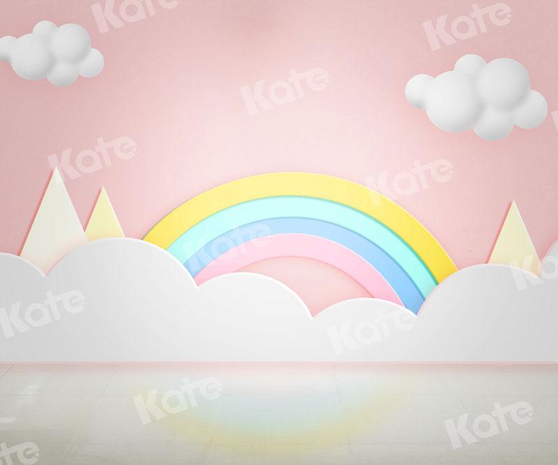 Kate Cake Smash Rainbow Clouds Pink Backdrop for Photography -UK