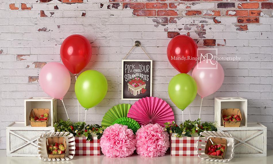 Kate Summer Strawberry Birthday Backdrop Designed by Mandy Ringe Photography -UK