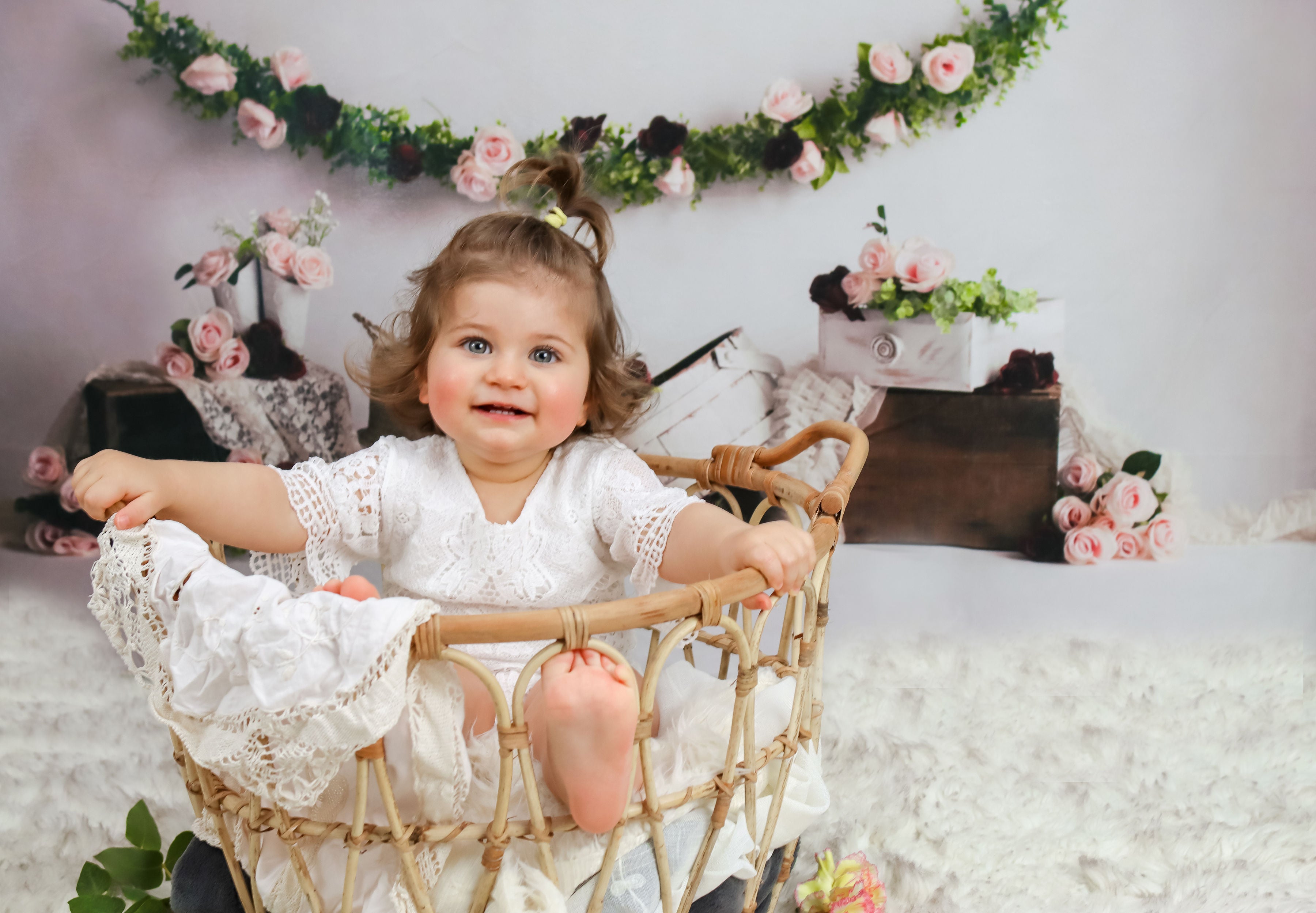 Kate Spring Rose Blooms Floral Backdrop Designed by Keerstan Jessop -UK