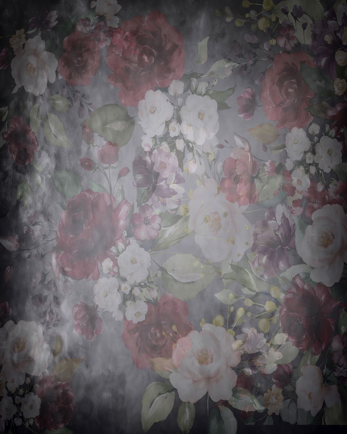 Kate Fine Art Floral Black Retro Backdrop designed by Arica Kirby -UK