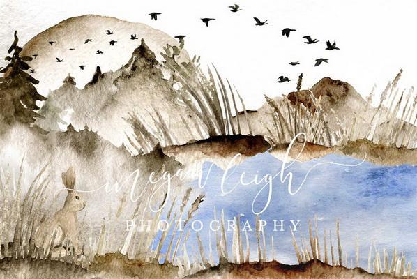 Kate Watercolor Lakeside Backdrop Designed by Megan Leigh Photography -UK