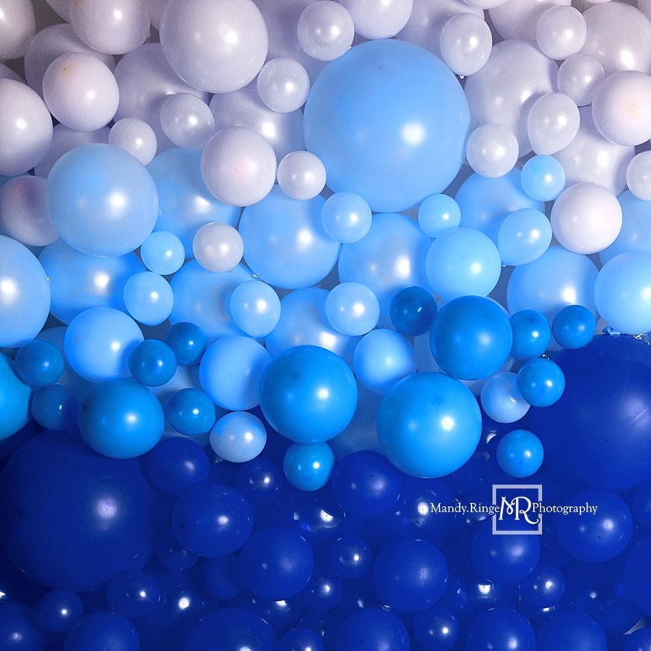 Kate Blue Balloon Wall Children Backdrop Designed by Mandy Ringe Photography -UK