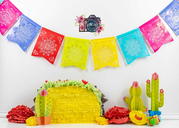 Kate Taco Colourful Children Birthday Backdrop Designed by Leann West -UK